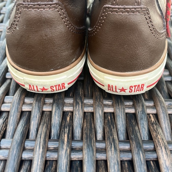 Converse brown leather hightops size 5 - Picture 4 of 8